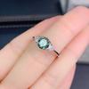 1 Carat Blue-Green Moissanite Open Ring for Women - Simulated 8 Hearts & Arrows PT950 Plated - Trendy New Arrival