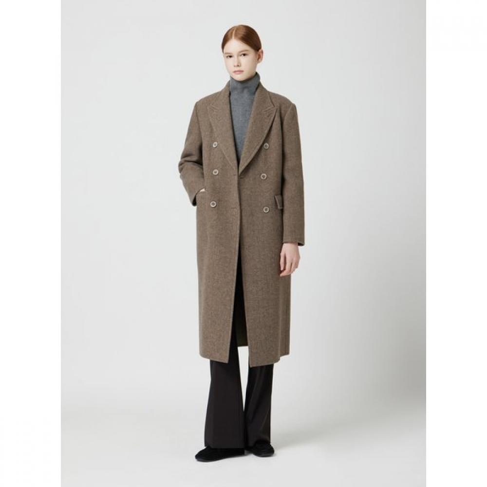 Herringbone Flap Pocket Double Long Coat C254msg174 DARK GRAY (DG)/66