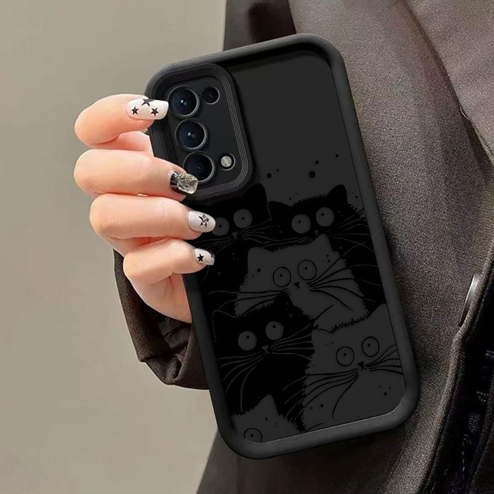 Funny Black Cartoon Cat Phone Case For Infinix SMART SPARK 9 10 20C 30C 40C CAMON 20 30 40 POP 8 POVA 6 7 ITEL A70 A80 A90 Cover