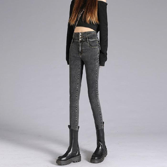 High-waisted Small Foot Jeans Women Spring and Autumn Tight Slim Elastic Pants Denim Jeans Pencil Pants