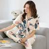 Pure cotton pajamas women's summer short-sleeved trousers two-piece set spring and summer loose casual loungewear can be worn outside