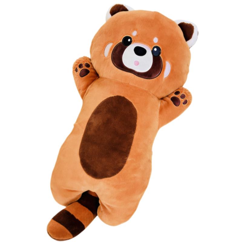 Cuddly Cartoon Red Panda Plush Toys Soft Chubby Long Body Animal Throw Pillow Warm Fluffy Sleeping Pillow Kids Birthday Gift