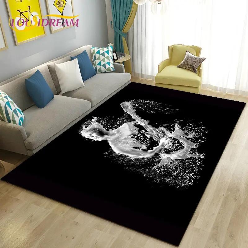 Classical Guitar Electric Guitar Area Rug Large,Carpet Rug for Living Room Bedroom Sofa Doormat Decoration, Non-slip Floor Mat