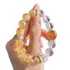 About 12Mm Large Particle Natural Citrine White Crystal Yellow Gum Flower Design Bracelet