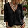 Damen Bluse mit Stickerei und Rüschen V-Ausschnitt