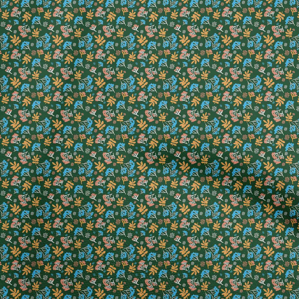 oneOone Blauer Baumwoll-Flex-Stoff, asiatisches japanisches Blumenkleid-Material, bedruckter Stoff, Meterware, 40 Zoll