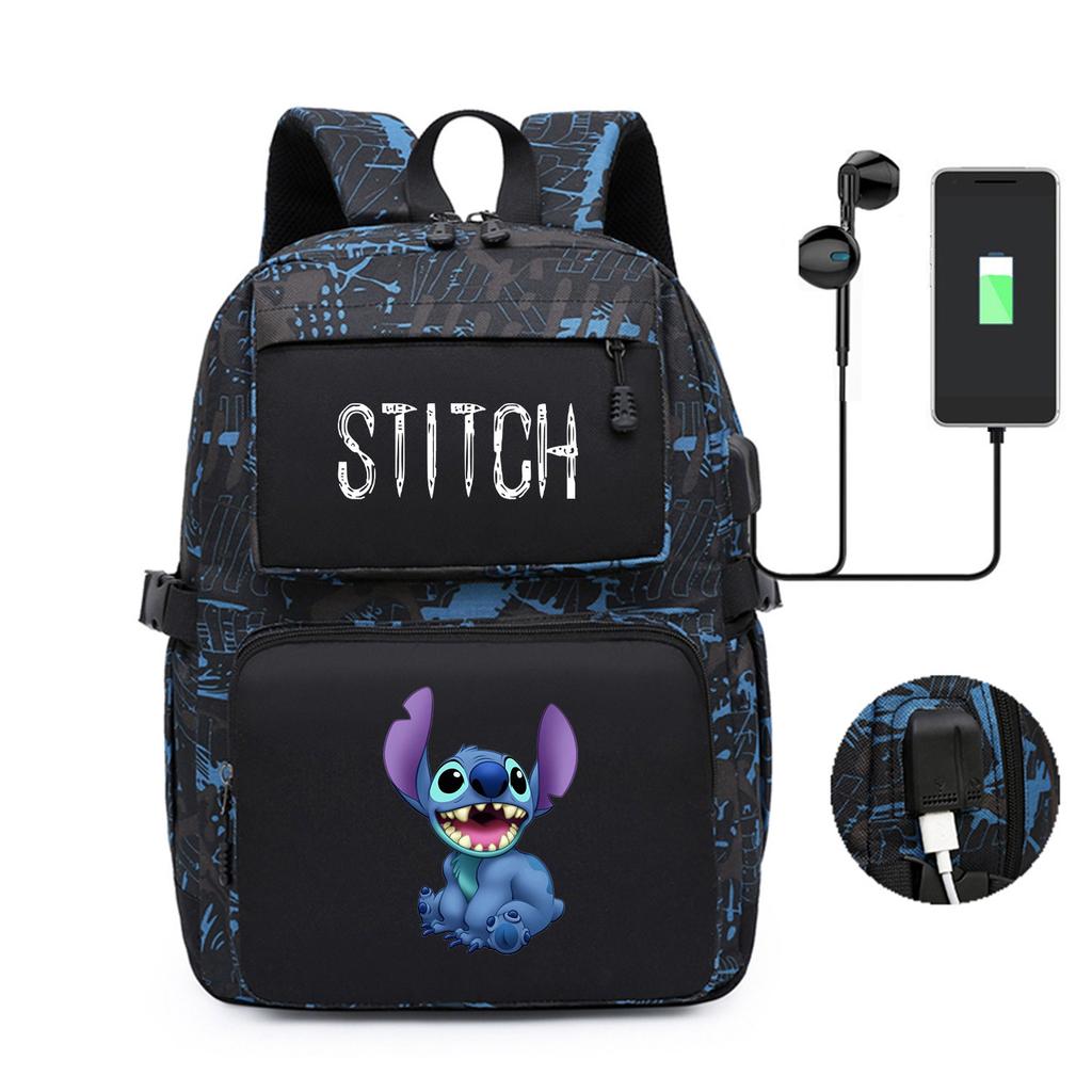 Peripheral Printed Backpack, Large-Capacity Student Schoolbag Usb Computer Bag For Men And Women