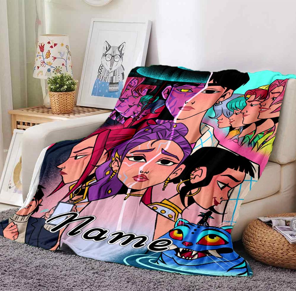 Custom Name Huntrix Squad Flannel Blanket Throw Blanket Soft Warm Sofa Bed home Decor Unique Gift