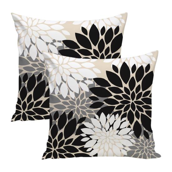 2 Pcs Throw Pillowcase Dahlia Printing Square Cushion Sham Diner Restaurant Hotel Bedroom Office Pillow Cover Machine Washable Zipper Pillowcases