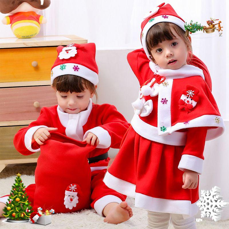 Christmas Kid Santa Claus Cosplay Costume Boy Girl Xmas Party Fancy Outfit Dress