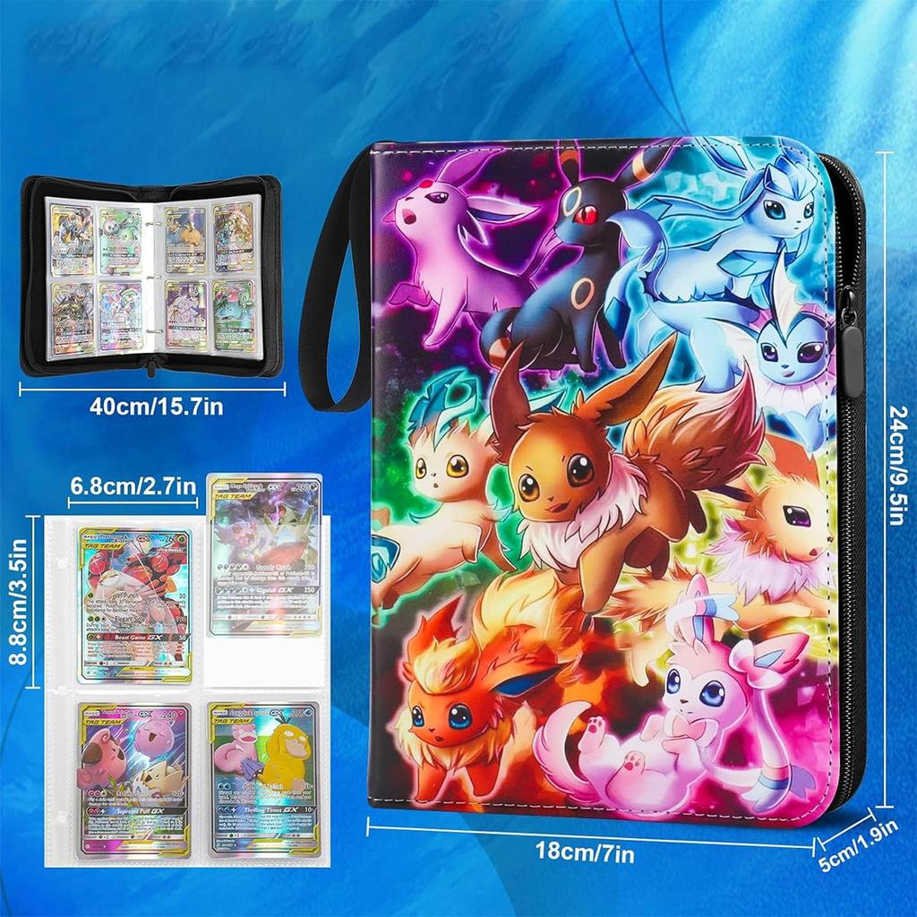 Card Album 4 Compartments, 400 Slots, with Handle, YOUKUKE Trading Card Binder