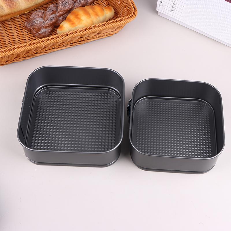 1Pc Carbon Steel Baking Mould With Buckle Square Cake Baking Pan With Removable Bottom Non-Stick Cake Mould Chiffon Cake