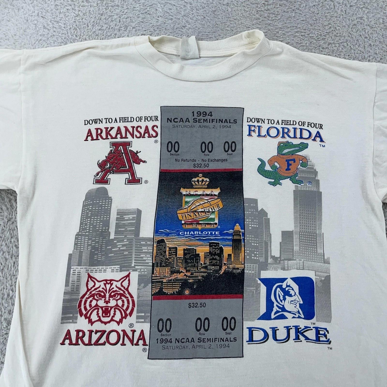 Vtg 1994 NCAA Final Four Arkansas Razorbacks T-Shirt BOXY Medium Basketball 90s XL