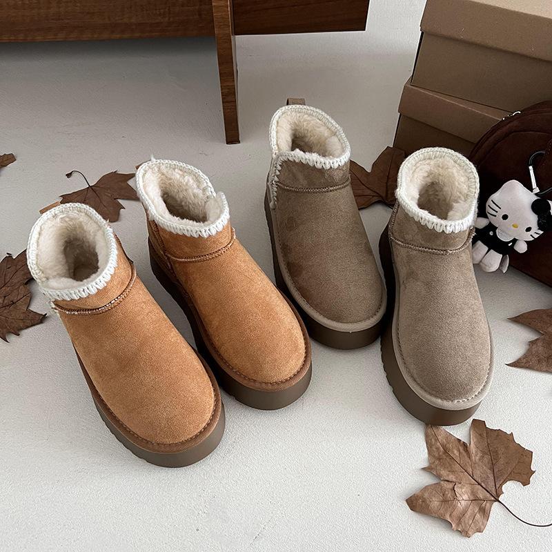 Northeast Internet Celebrities Warm Thick-soled Snow Boots Women's 2025 New Winter Retro Velvet Thickened Heightening Cotton Shoes