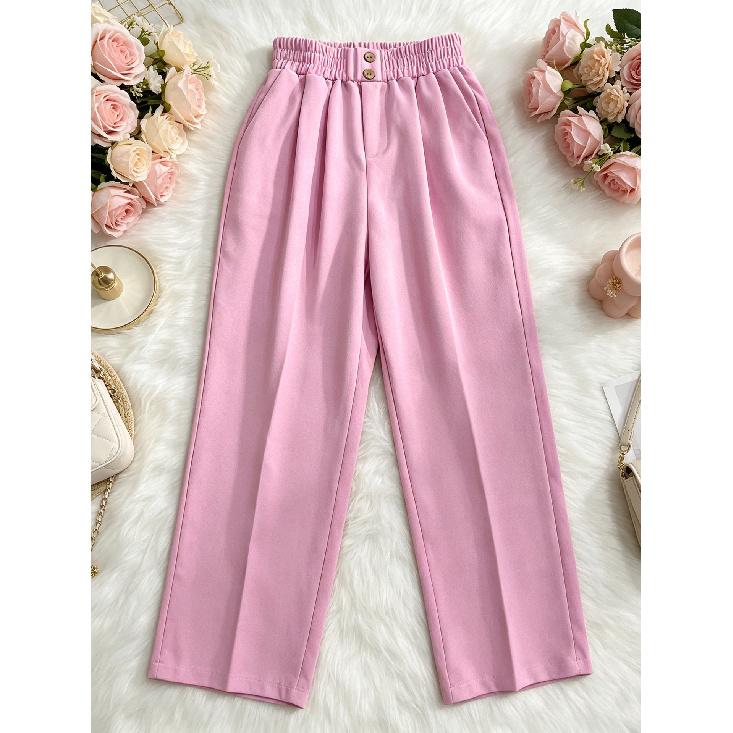2026 Summer New Style Everyday Casual Versatile Straight-Leg Solid Color Women s Trousers S