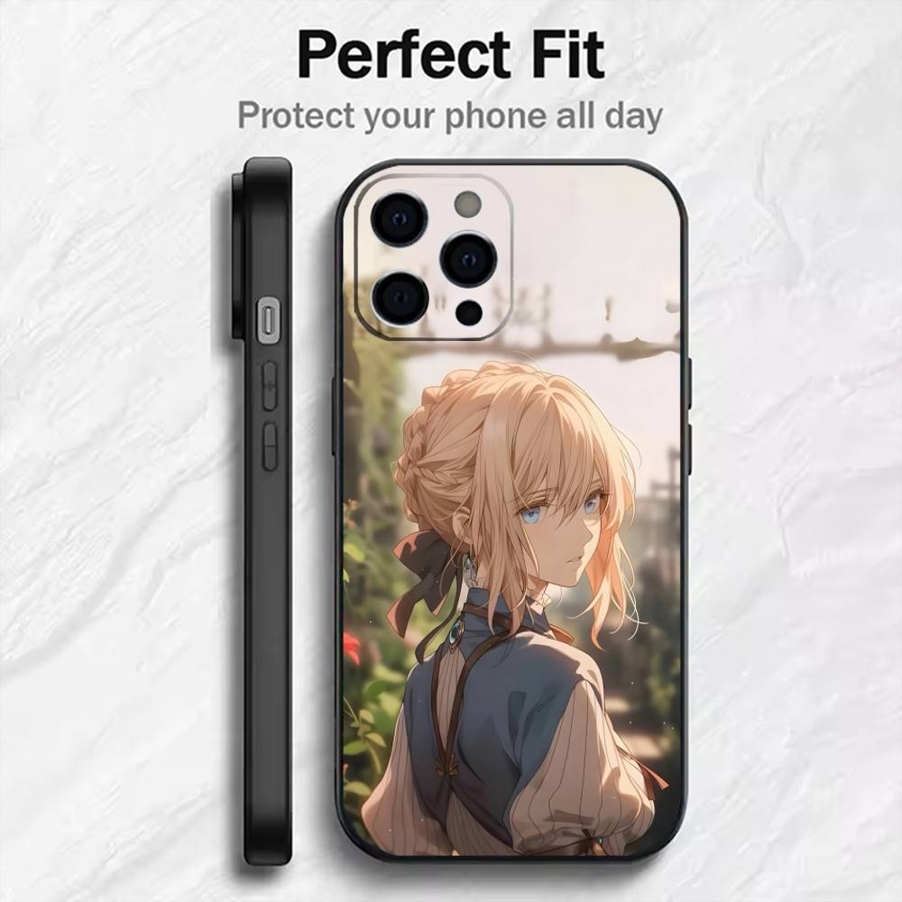 V-Violet Love Anime V-E Phone Case For iPhone17,16,15,14,13,12 Plus,Max Soft Silicone Black Cover