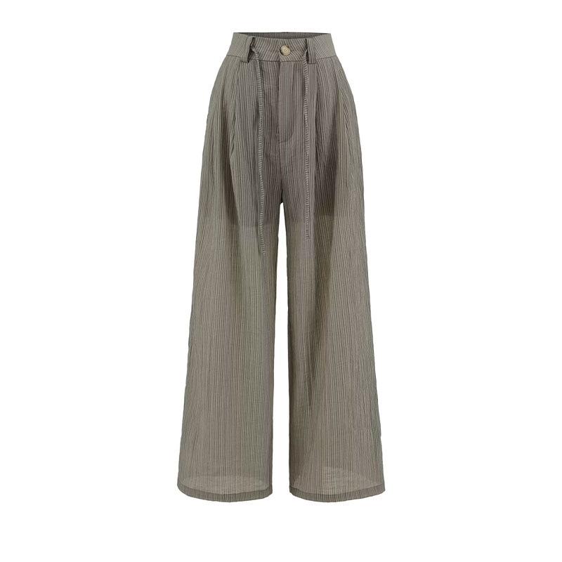Women s Summer Striped Wide-Leg Drawstring Pants: Loose, Slimming, Floor-Length Fit Medium