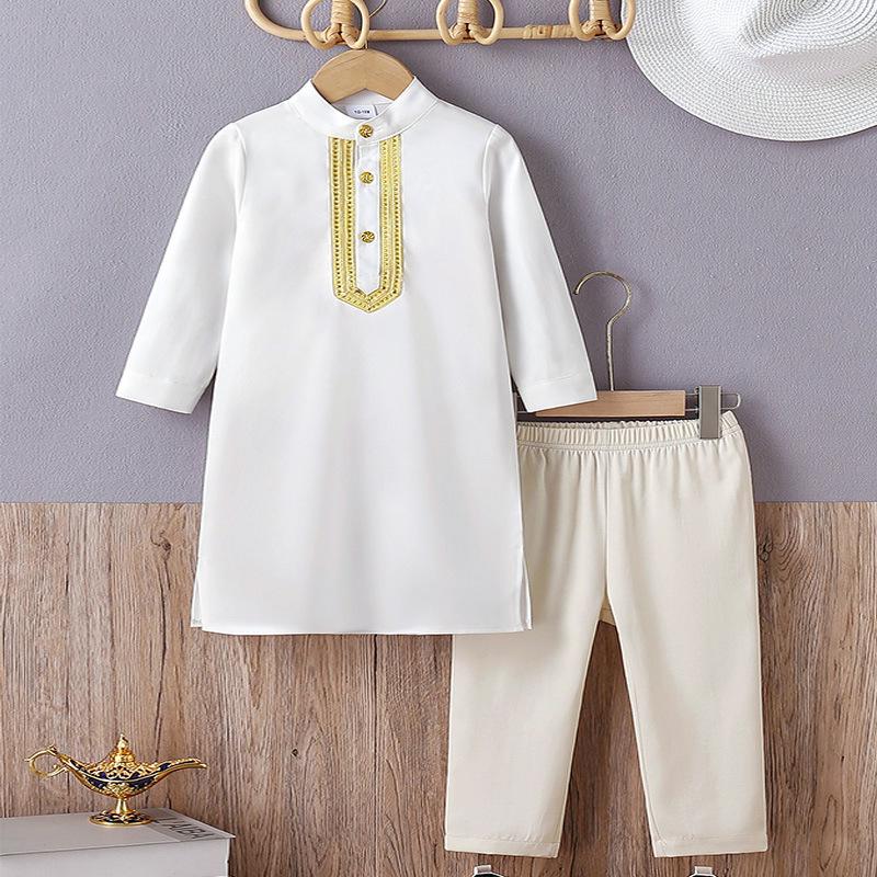 

Вышитый комплект робы для мальчиков-подростков в арабском стиле 90 cm белый