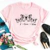 New Fashion Women Black T Shirt Friends Gift Flower Love Print Cute Tee Shirt Female Harajuku Tops Woman Short Sleeve T -Shirts