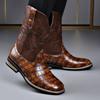 Mode Leder Mode Lässige Cowboy Stiefel für Herren Herbst Winter Neue Designer Steinmuster Chelsea Boots Männlich Retro Designer Schuhe Mann