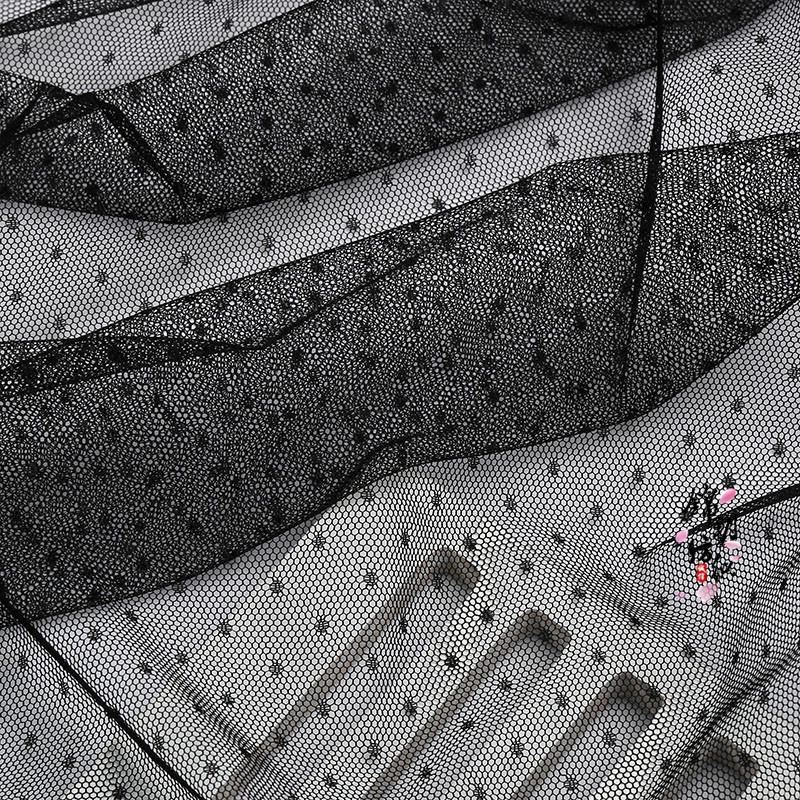 Ύφασμα Φόρεμα Μόδας Γυναικείο Δαντελωτό Δίχτυ με Πουά