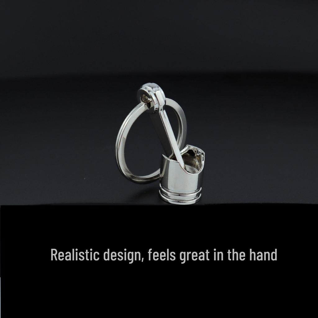Customized Car Engine Piston Keychain - Metal Automotive Gift Pendant