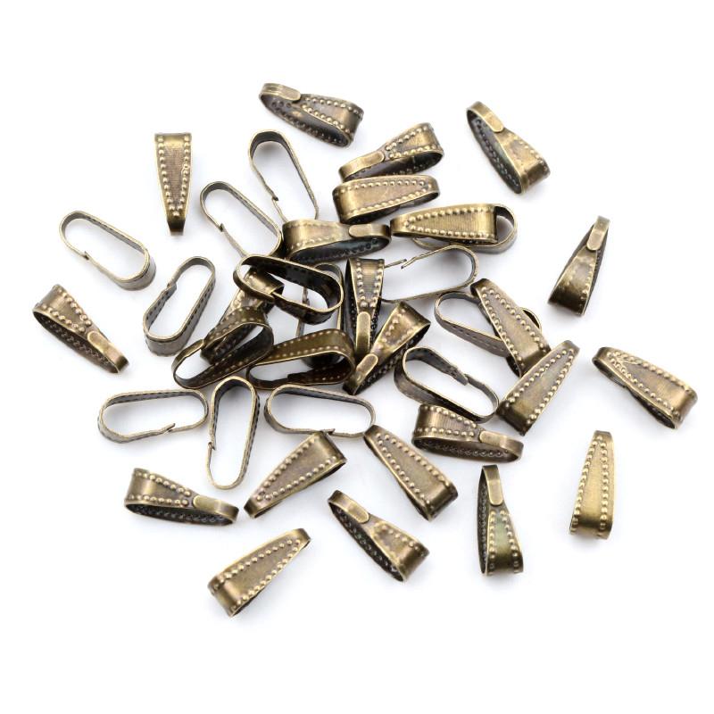 100pcs 11*4mm Bronze Gold Silver Plated Pendant Necklace Buckle Clasp Connectors For DIY Jewelry Making Findings Accessories 