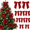 Christmas Party Decorative Accents 10Pcs Velvet Bows, 11x12.5cm Large Ribbon Ornament with Built-in Cable Tie Red Bows for Xmas Tree And Wreath