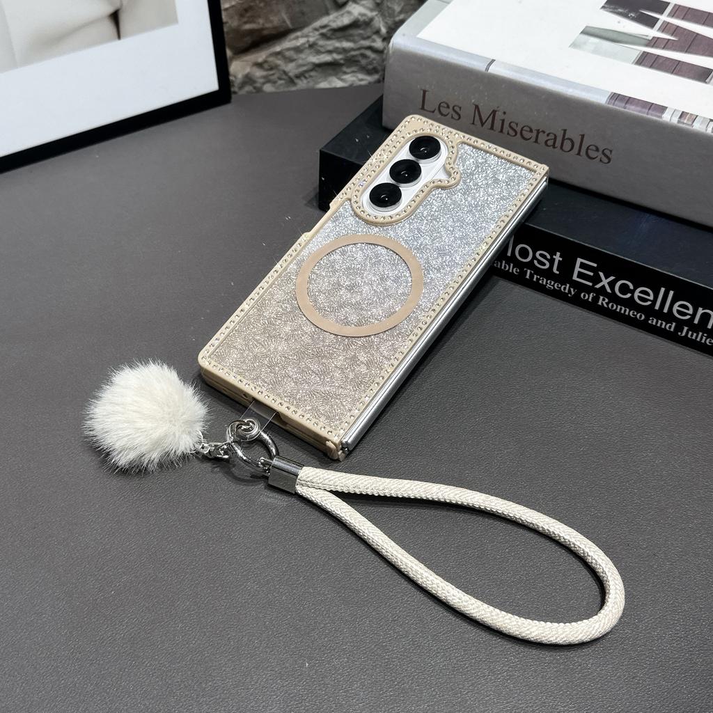 CHAOYIDIAN für Samsung Galaxy Z Fold 7 6 5 4 3 Hülle Bling Glitzer Transparentes Armband Faltbarer Schutz Harte Rückseite Funda