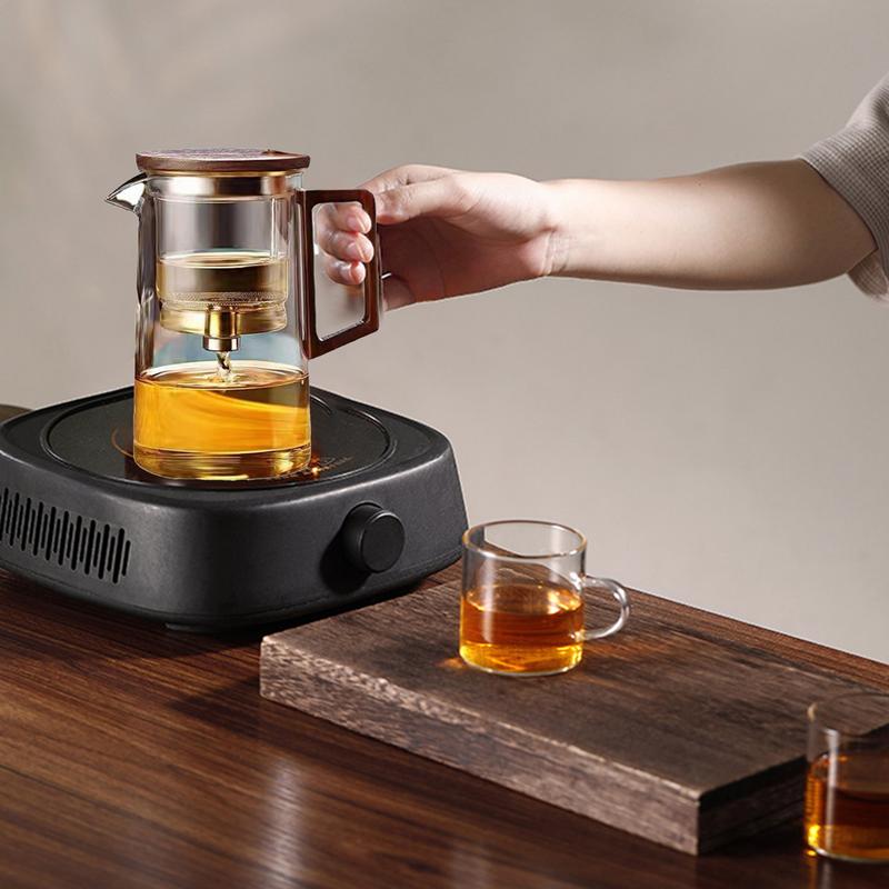Glass Teapot Filter 500Ml/750ml Glass Water Separation Tea Pot With Strainer Ergonomic Tea Maker With Wooden Handle Dishwasher