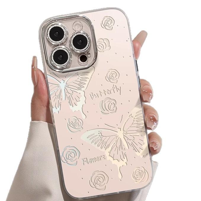 Hollow Butterfly Apple 17promax Mobile Phone Case 17pro Anti-drop 17 Feather Yarn Air Women Ins All-inclusive 16 Shell
