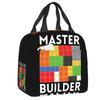 Custom Brick Builder Blocks Master Builder Insulated Lunch Tote Bag for Women Resuable Cooler Thermal Food Lunch Box Children