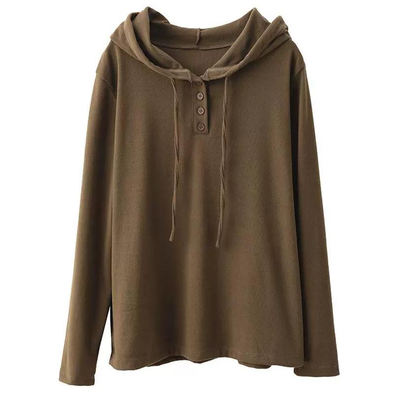 Yuanyuanmei Autumn Mickey Fleece Hoodie: Soft, Long Sleeve, Loose Fit, Slimming Pullover.