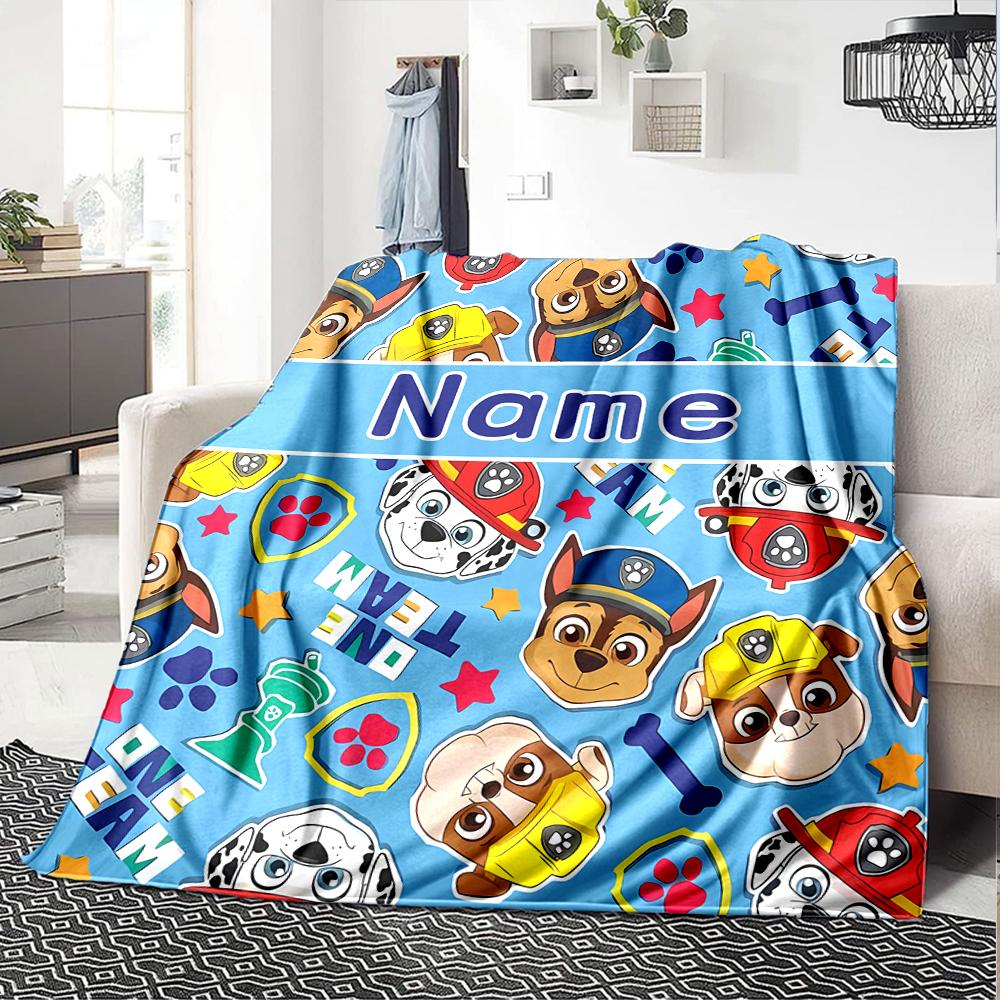 Customiz Name Personality Paw Patrol Blanket Soft &Warm Sofa Office Bed Travel Lunch Break Blanket, Gift Suitable All Seasons