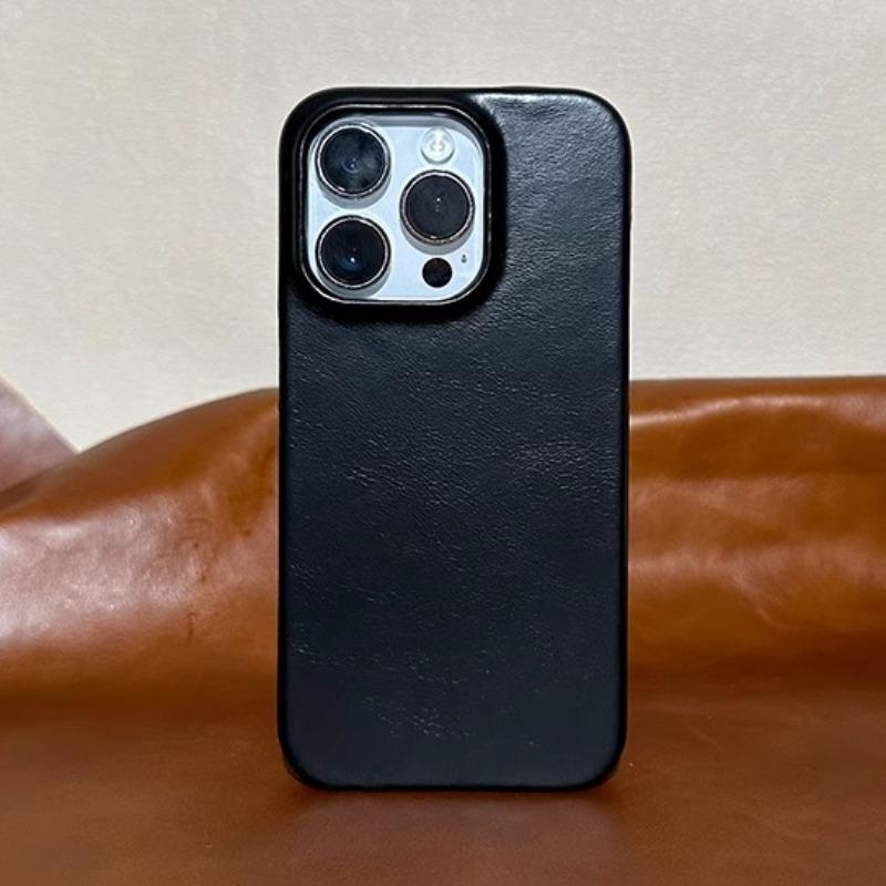 

Magnetic Suction Cowhide Oil Wax Leather Case for iPhone 16 Pro Max 15 Pro 14 Plus 13 12 Mini 11 High-end Protective Phone Cover iPhone 15 Pro Max чорний