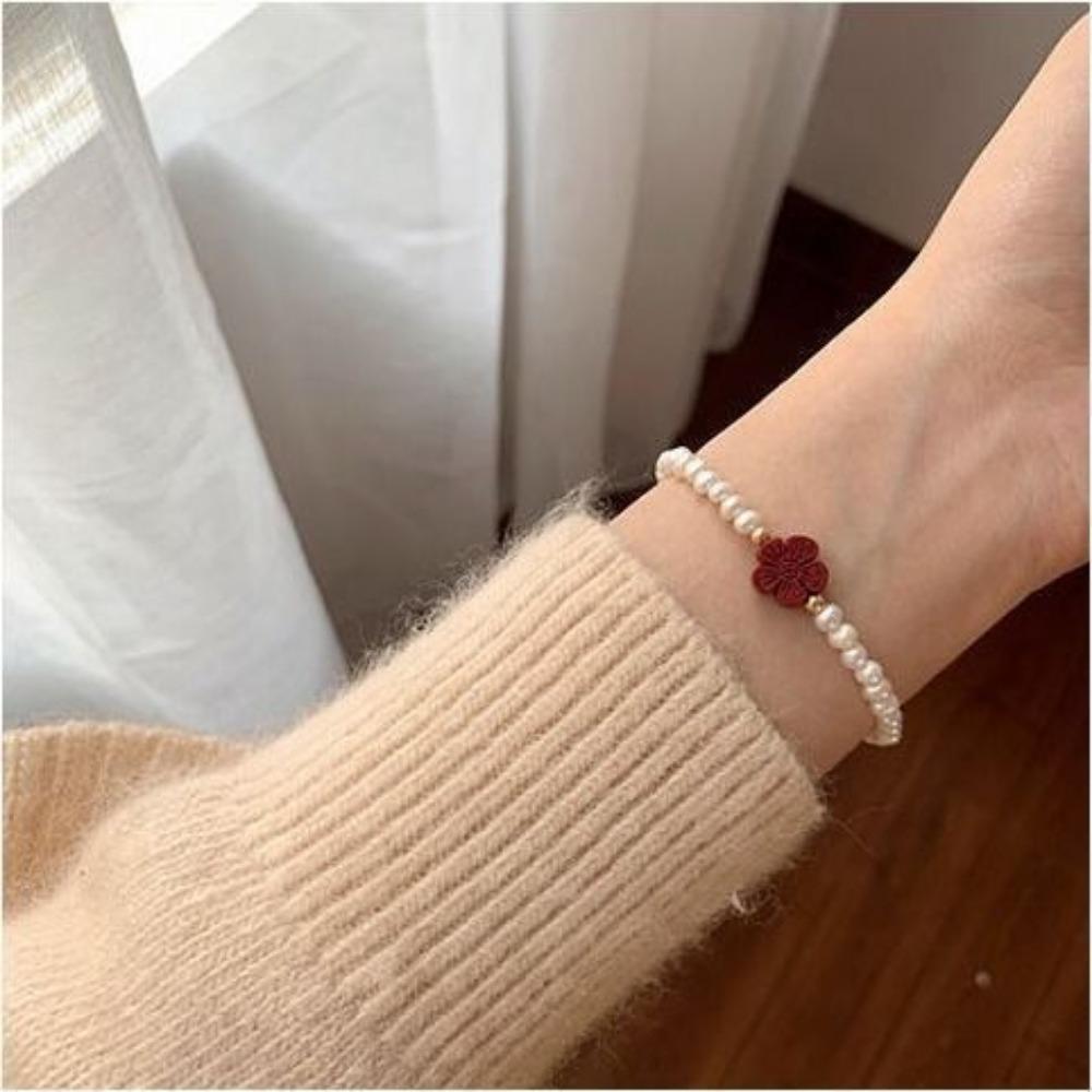 Baroque Natural Freshwater Pearl Beaded Bracelet Women's High-end Sense Light Luxury Niche Design Sense Versatile Jewelry