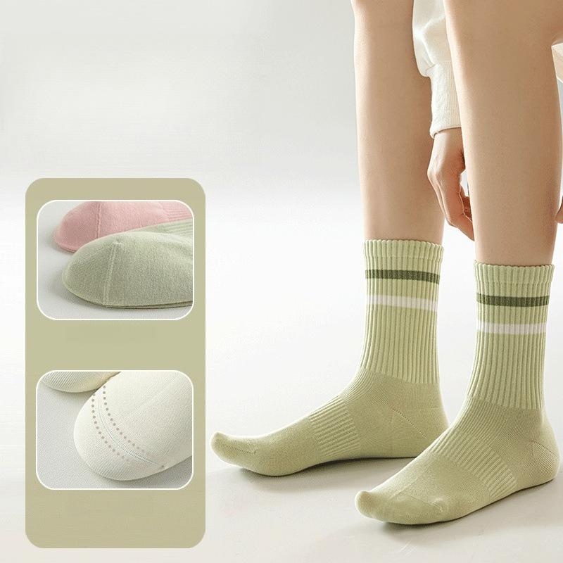 Trendy Striped Socks for Women Middle Tube Socks Japanese Style Fashion Socks Solid Color Girls Socks
