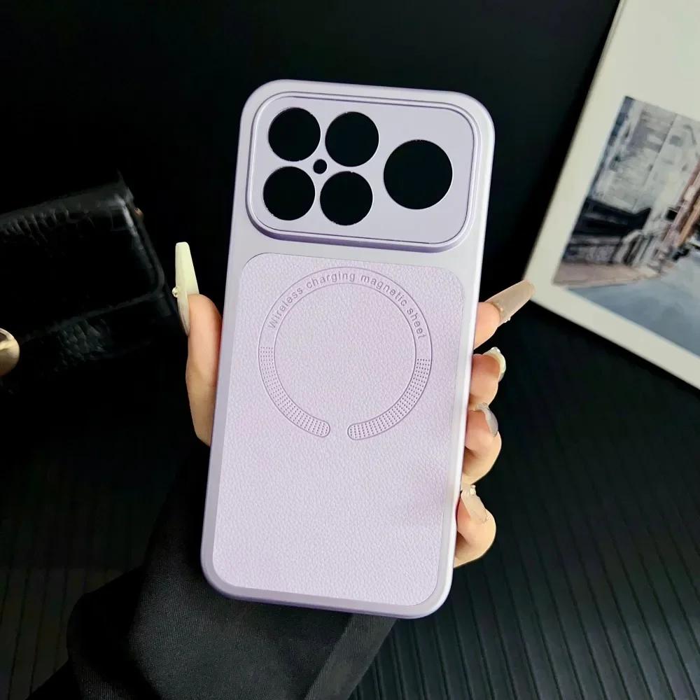 

Retro Business Leather Texture Magnetic Case For Xiaomi POCO F8 Pro F8 Ultra Drop Proof Wireless Charging Camera Protector Cover Poco F8 Pro фіолетовий