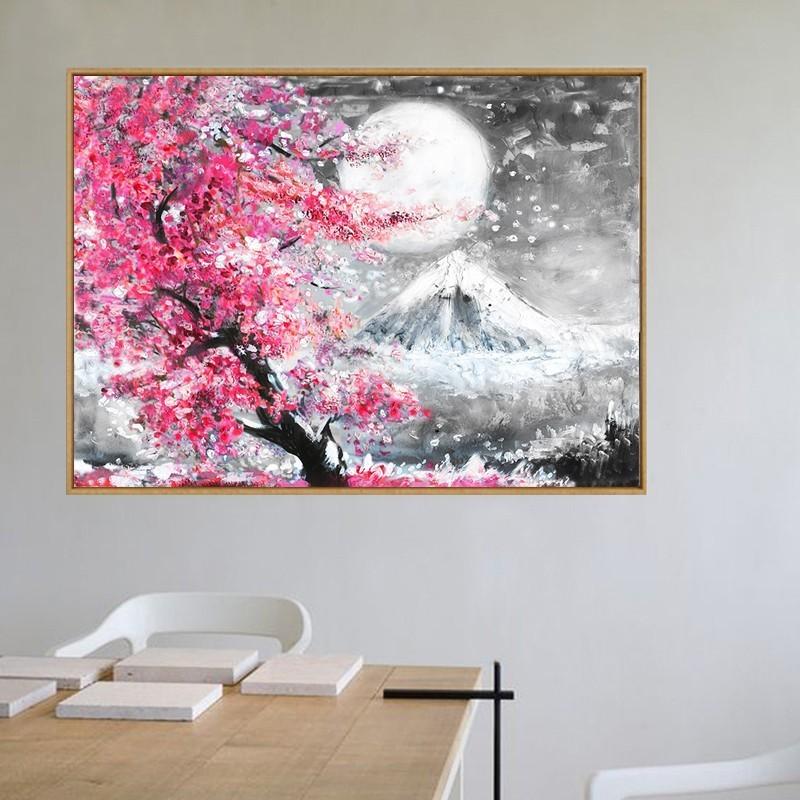 Japanese Posters with Images of Fuji Cherry, Canvas Printing, Paintings, Wall Art Photos for Living Room, Kitchen, Interior, Home Decor