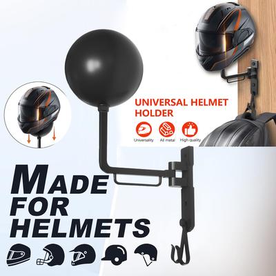 Motorcycle Helmet Holder Wall Mount Aluminum Helmet Hanger With Hooks Gloves Coats Storage Rack for Motorcycle Bike Helmets