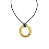 Retro Trendy Commuter Wax Cord Necklace with Alloy O-ring Pendant