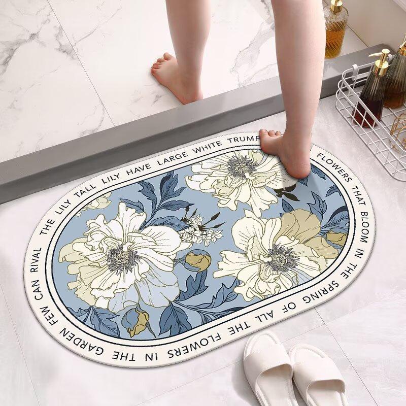 Bathroom door diatom mud floor mat, water-absorbing, non-slip and dirt-resistant foot mat, bathroom quick-drying carpet