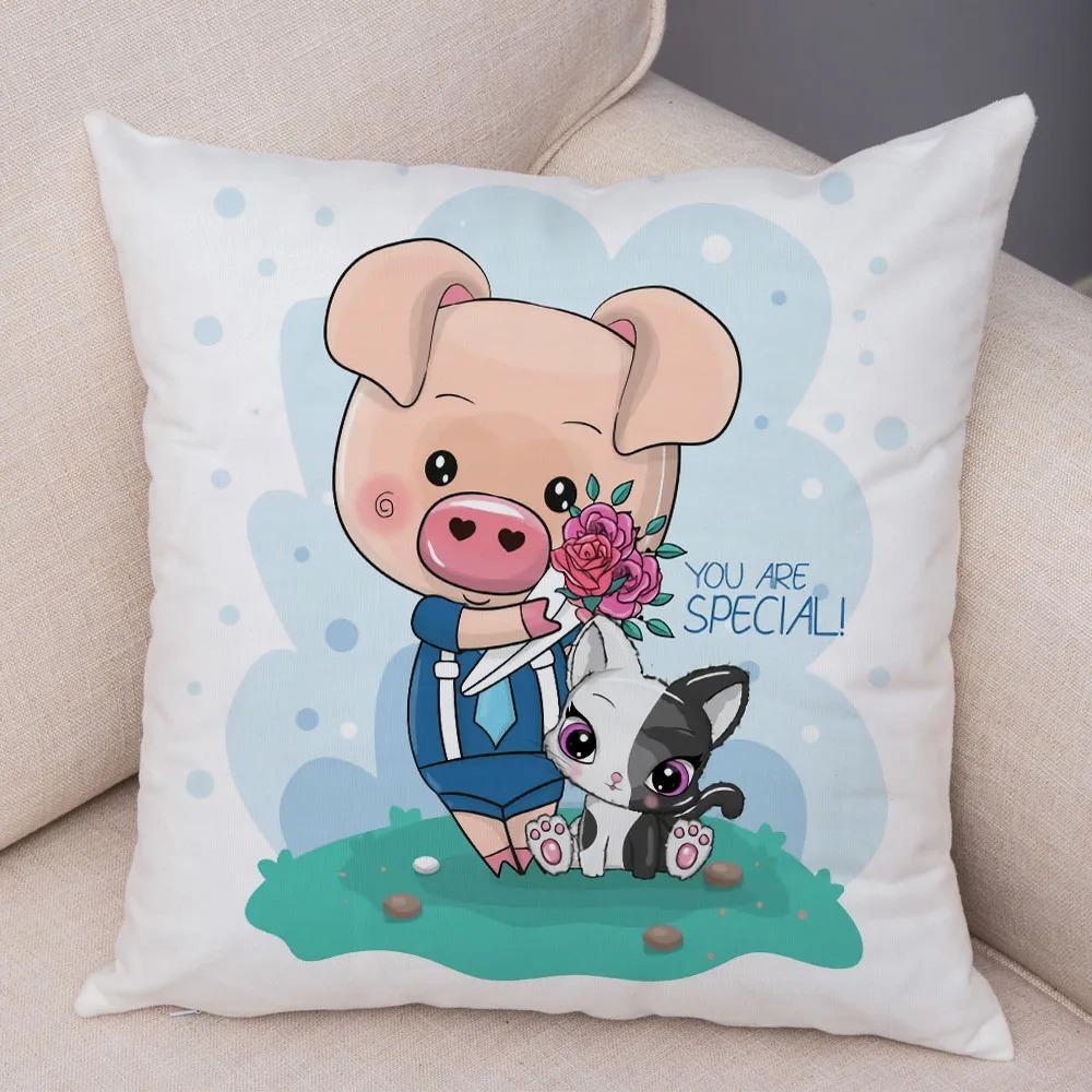 Büro Wohnzimmer Zuhause Kissenbezug Cartoon Haustier Schwein Kissenbezug Auto Ornamente