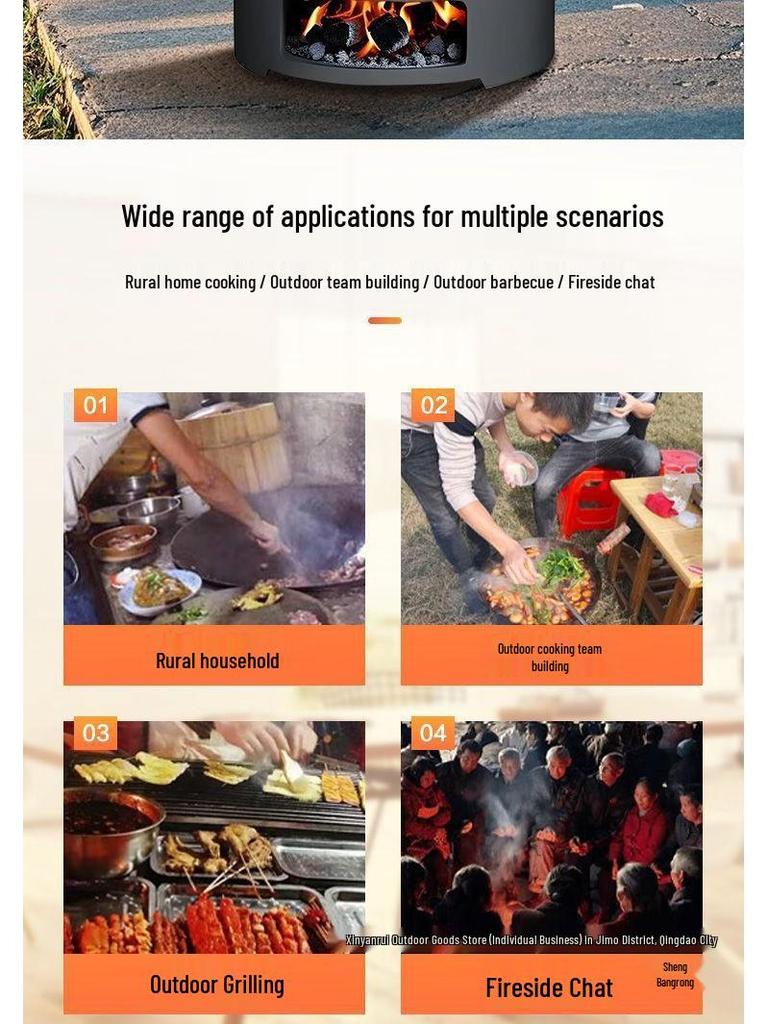 Portable Outdoor Firewood Stove: Multi-Functional and Thickened for Camping, Picnics, and Tea Brewing