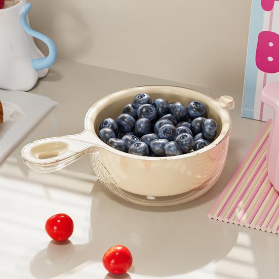 Drain Basket Double-Layer Vegetable Sink with Handle Fruit Bowl Comfortable Grip Strainer for Kitchen