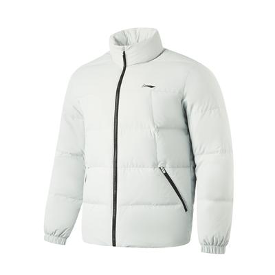 Water-Resistant Solid Color Stand Collar Zipper Comfortable Breathable Short Down Jacket Men Jackets Droplet-Gray AYMU097-3