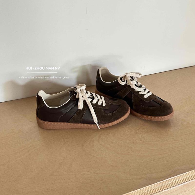 

Женские ретро кроссовки из натуральной кожи, новая расцветка, универсальные повседневные спортивные туфли на шнуровке, на плоской подошве 40 коричневый