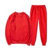Unisex Solid Color Round Neck Fleece Hoodie Set