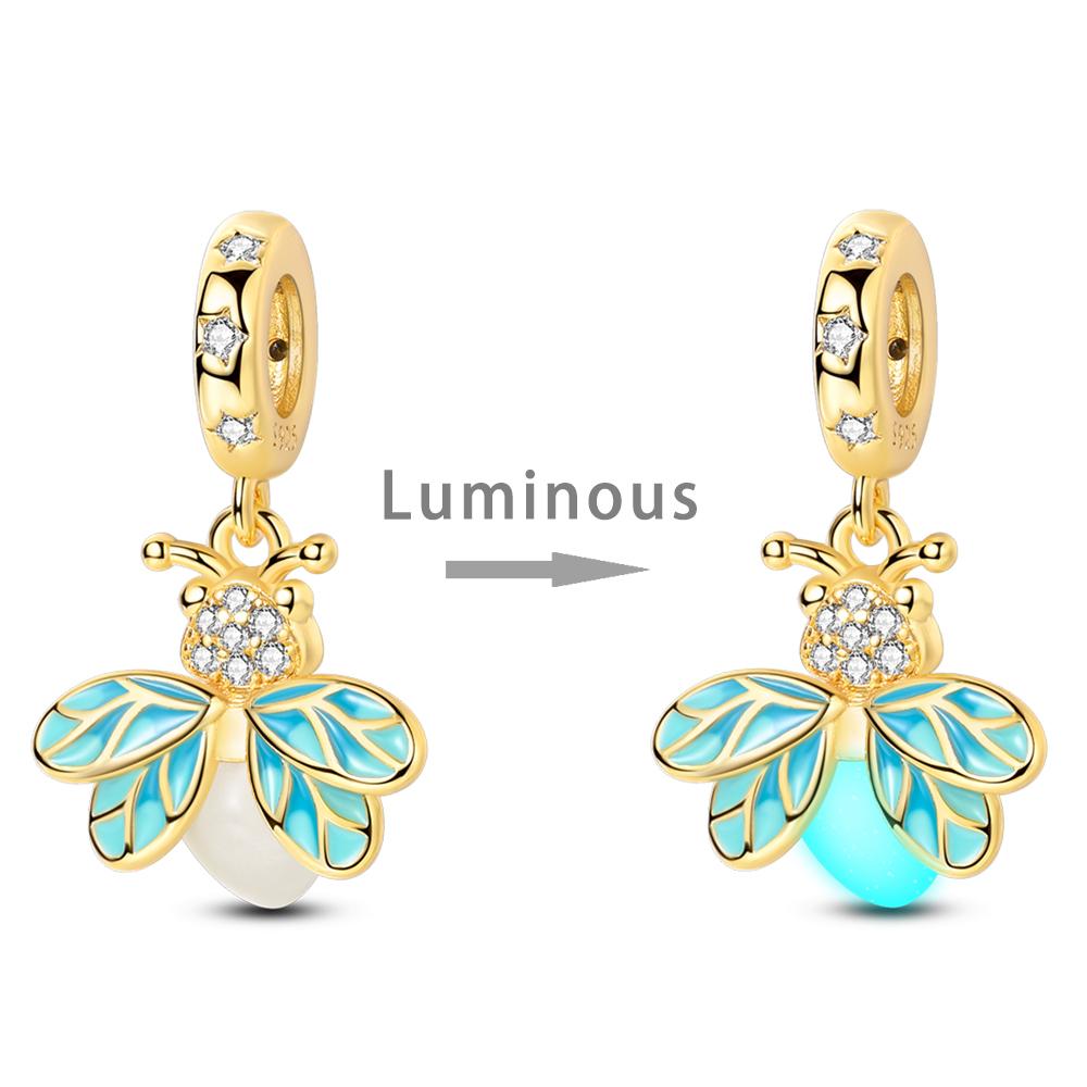 Copper Charm Luminous Firefly Glowworm Bead Fits Genuine Bracelets Pendant DoItYourself Jewellery Gifts Charms For Women