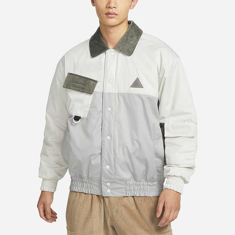 Nike Embroidered Pattern Polo Warm Sports Jacket Men Jacket Gray DQ6120-072